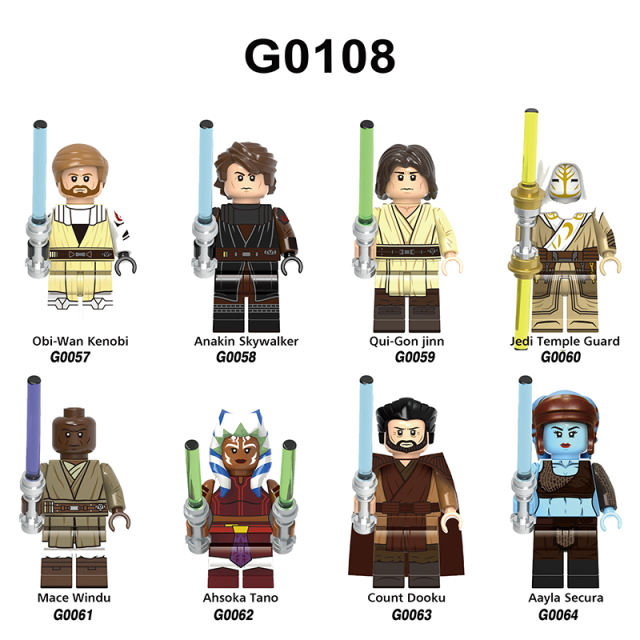 G0108 Star Wars Series Minifigs Building Blocks Superheroes Anakin Skywalker Ahsoka Tano Jedi Temple Guard Weapon Lightsaber Toy