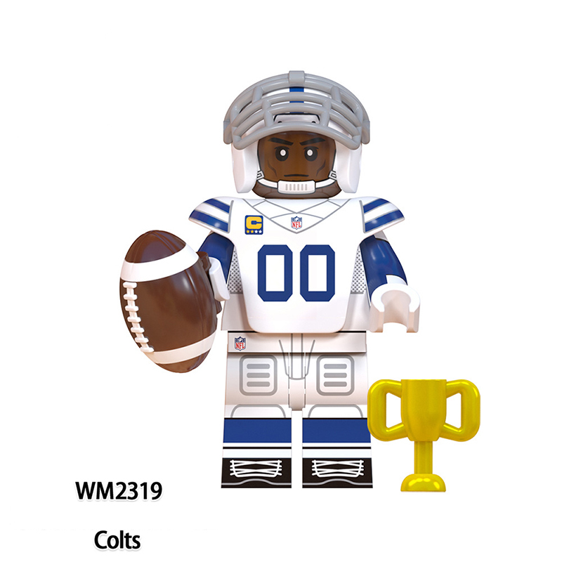 WM6135 Rugby Player Athletes Series Minifigures Building Blocks American Football Seahawks Saints Patriots Colts Toys Gifts Kids
