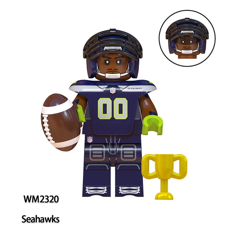 WM6135 Rugby Player Athletes Series Minifigures Building Blocks American  Football Seahawks Saints Patriots Colts Toys Gifts Kids