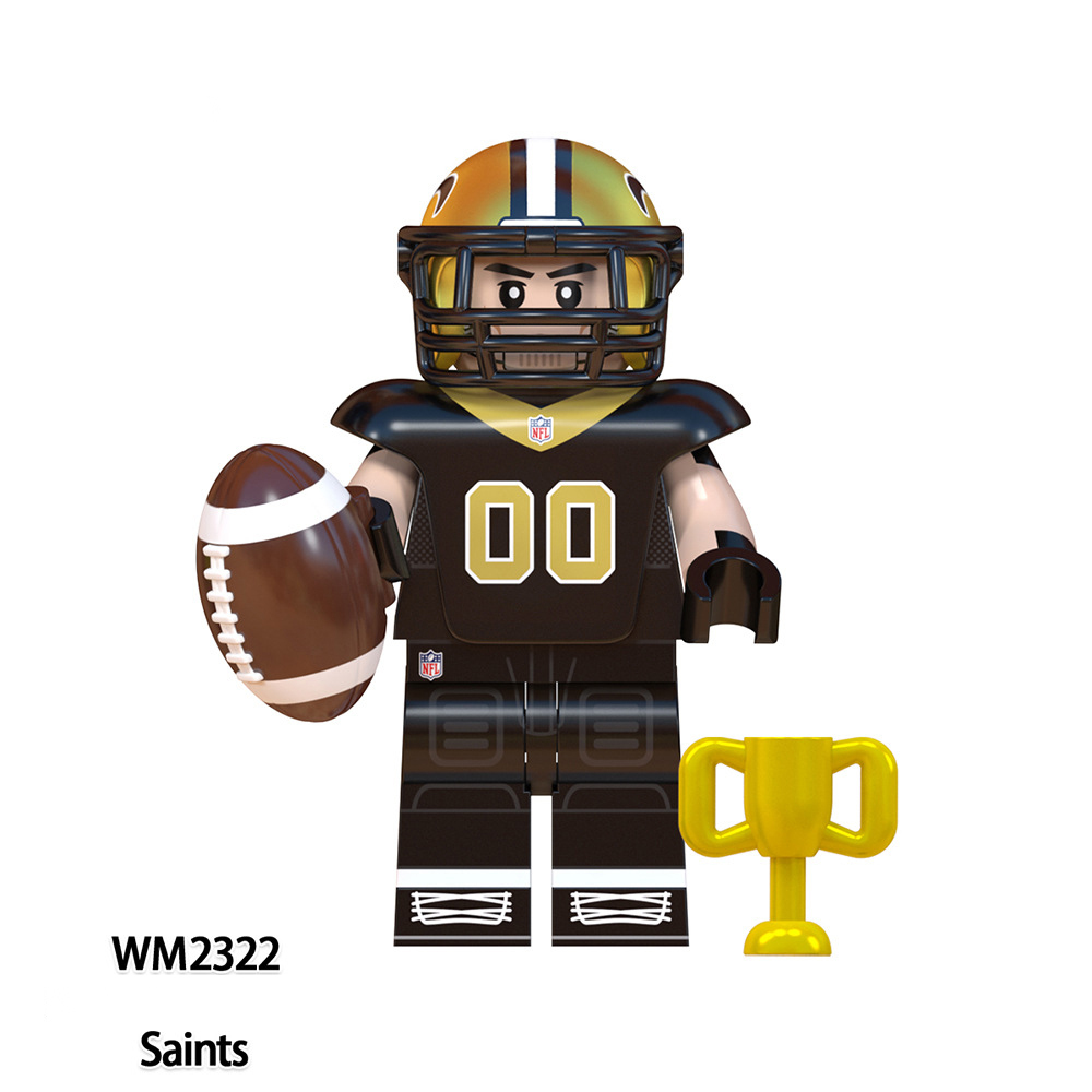 WM6135 Rugby Player Athletes Series Minifigures Building Blocks American Football Seahawks Saints Patriots Colts Toys Gifts Kids