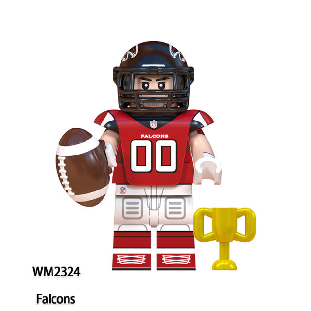 WM6135 Rugby Player Athletes Series Minifigures Building Blocks American Football Seahawks Saints Patriots Colts Toys Gifts Kids