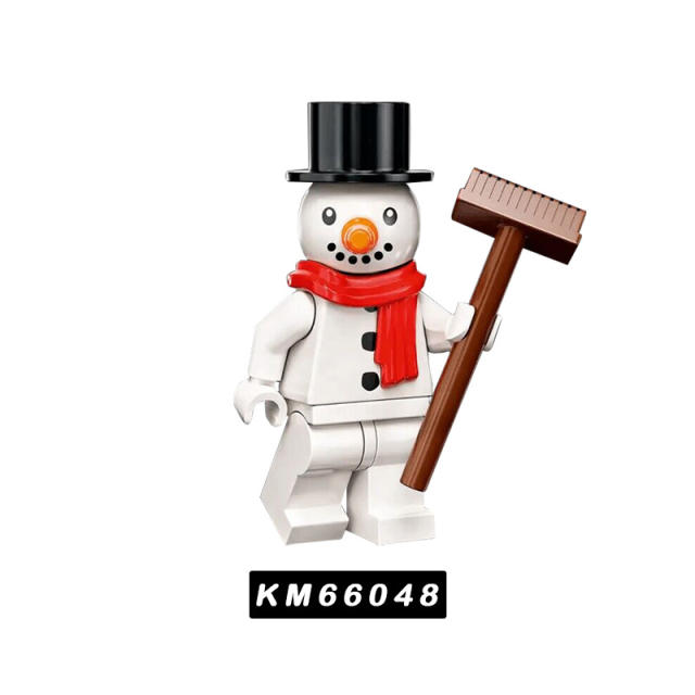 KM66045-66050 Wolf Nutcracker Snowman Reindeer Green Dragon Turkey Costume Minifigs Buildiing Blocks Pumpkin Sword Toys Gift Kid