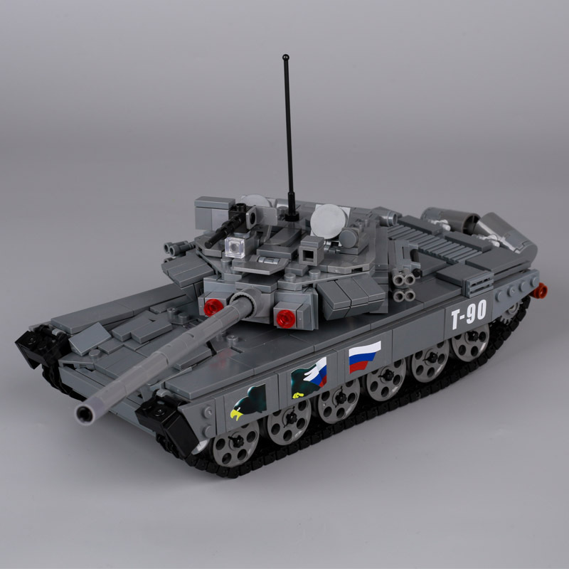 Cold War Military Russian T90 Main Battle Tank Building Blocks Soviet Army Soldiers Weapon Gun Track Battery Vehicle Boys Gifts