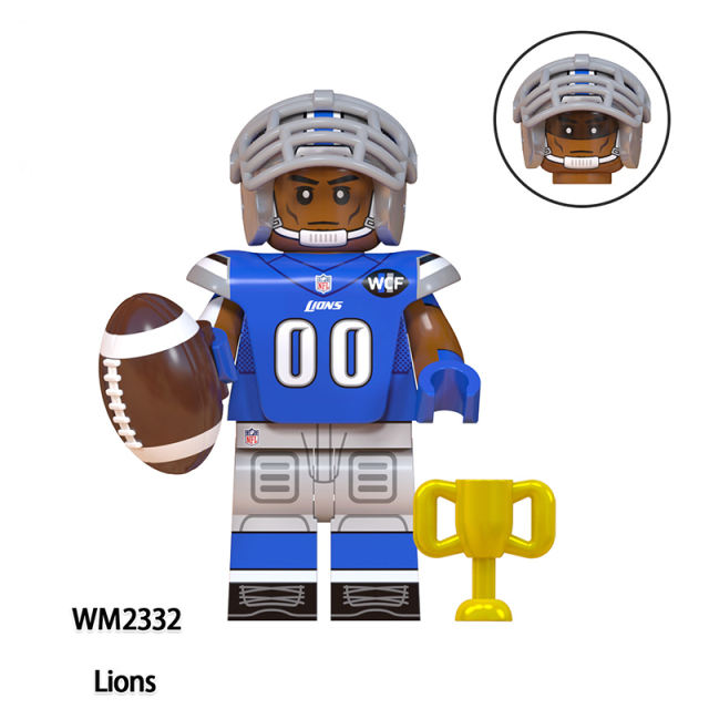 WM6136 Rugby Series Athletes Team Minifigs Builiding Blocks American Football Player Chargers Texans Washington Toys Gifts Kids