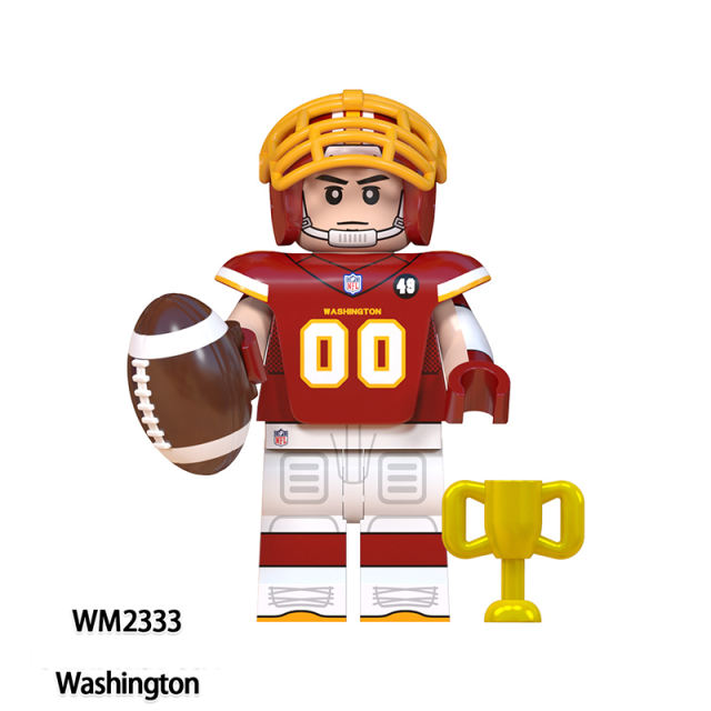 WM6136 Rugby Series Athletes Team Minifigs Builiding Blocks American Football Player Chargers Texans Washington Toys Gifts Kids