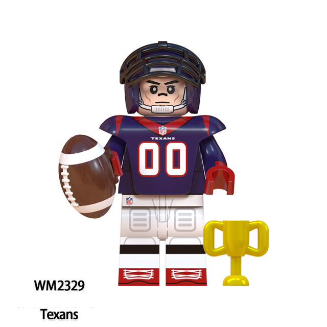 WM6136 Rugby Series Athletes Team Minifigs Builiding Blocks American Football Player Chargers Texans Washington Toys Gifts Kids