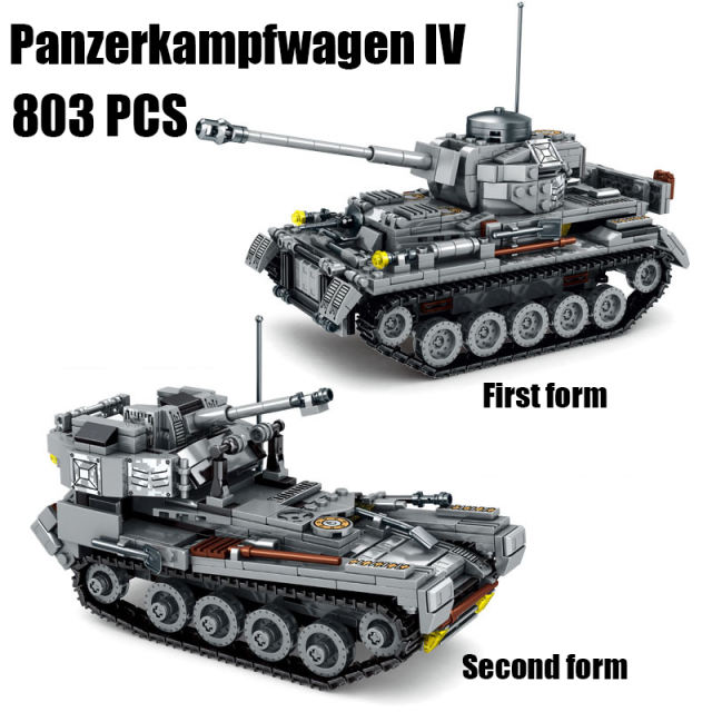 WW2 German Military Panzerkampfwagen IV Tank Minifigs Building Blocks Army Soldiers War Weapon Panzer IV Accessories Model Gifts