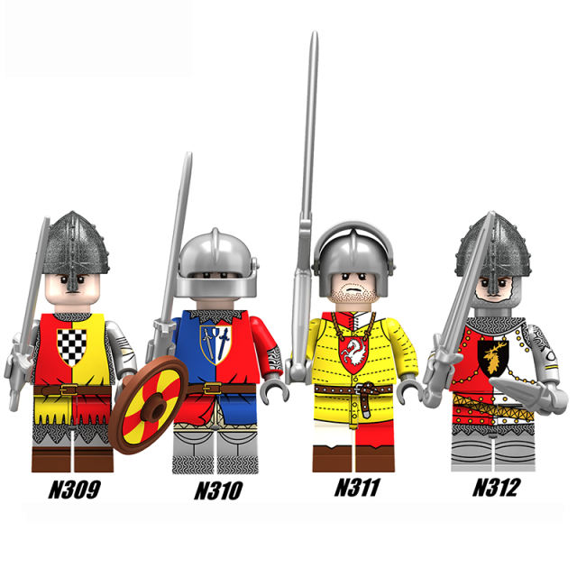 Medieval Series England Civil Wars Of The Roses Minifigs Building Blocks Army Soldiers Knight Infantry Sword Shield Helmet Boys