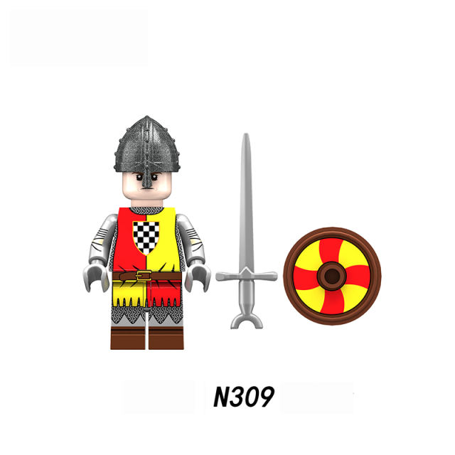 Medieval Series England Civil Wars Of The Roses Minifigs Building Blocks Army Soldiers Knight Infantry Sword Shield Helmet Boys