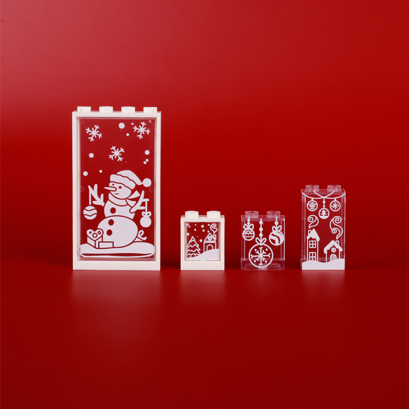 MOC Christmas Series Window Building Blocks City Santa Claus Snowflake Snowman Elk Sledge Home Decoration Toys Gifts 60596 57895