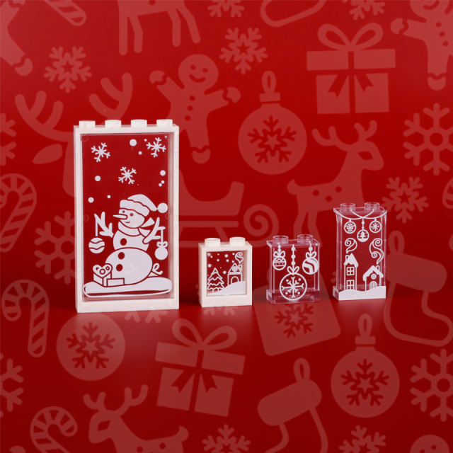 MOC Christmas Series Window Building Blocks City Santa Claus Snowflake Snowman Elk Sledge Home Decoration Toys Gifts 60596 57895