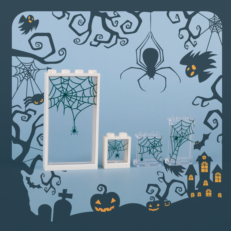 MOC City Series Spider Web Window Building Blocks Street View Home Compatible Transparent Accessories Bricks Toy Boy 60596 57895