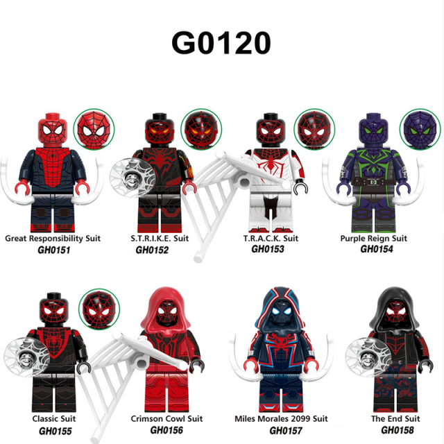 G0120 Marvel Superheroes Spider Man Series Minifigs Building Blocks Strike Track Crimson Cowl Suit Accessories Weapon Toys Gifts