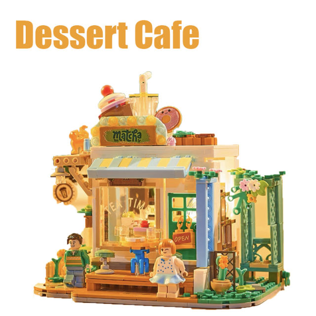 City Series Store Minifigs Building Blocks Flower Bakery Dessert Cafe Shop Painting Studio Street View Decoration Toys Girl Gift