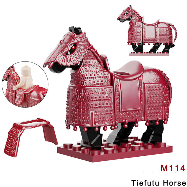 Ancient China Liao Dynasty Heavily Armored Soldier Tiefutu Warhorse Mount Building Blocks Accessories Parts Weapon Toys Boy Gift