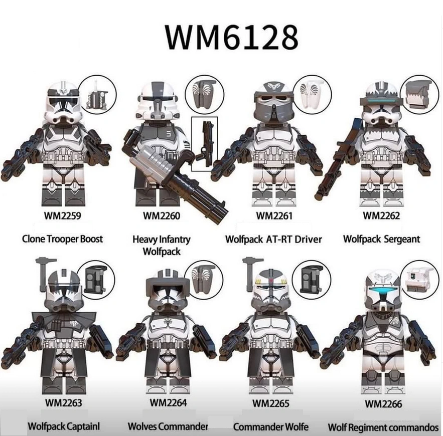 WM6128 Star Wars Series Minifigs Building Blocks Ameican Science Fiction  Clone Trooper Boost Wolfpack Model Action Toys Gift Boy