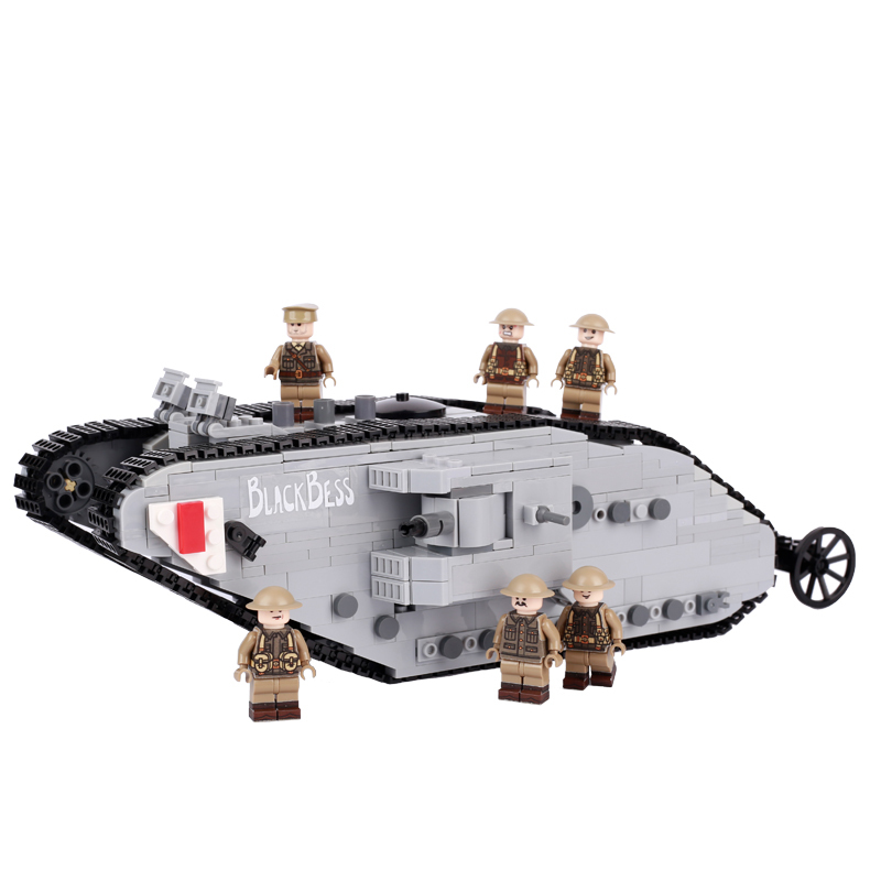 WW1 Britain Military Series MARK1 Tank Sticker Minifigs Building Blocks Army Soldier Weapon Helmet Accessories Toys Boys Gifts