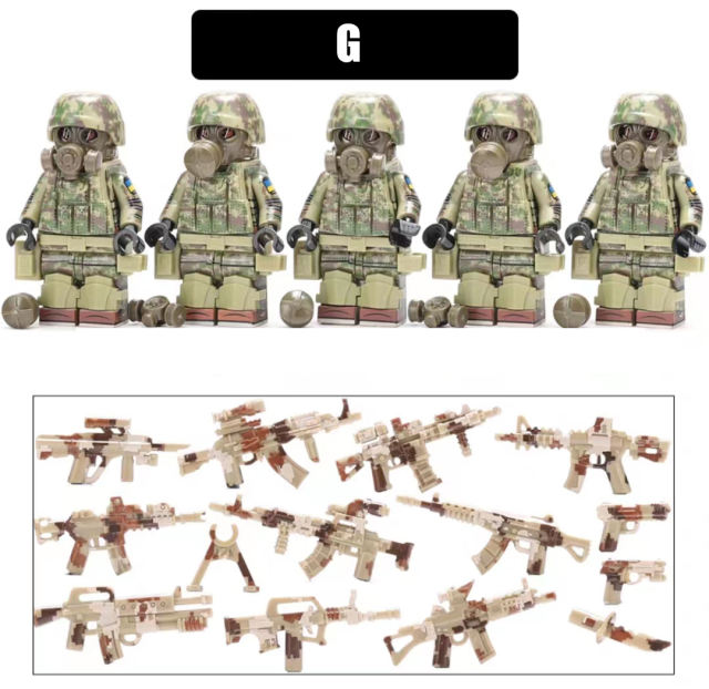 Ukrainian Special Forces Army Minifigs Building Blocks Military Gas Mask Soldiers Heavy Weapon Gun Helmet Vest Toys Boys Gifts