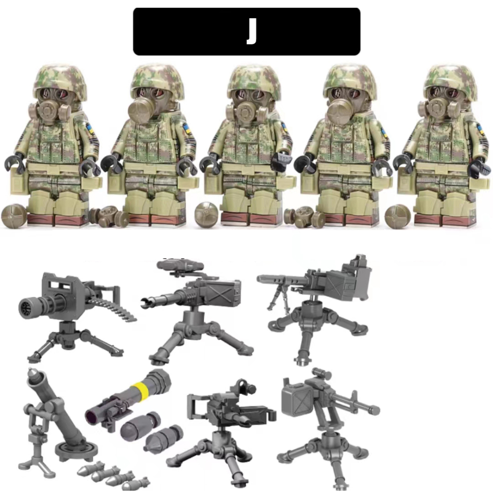 Ukrainian Special Forces Army Minifigs Building Blocks Military Gas Mask Soldiers Heavy Weapon Gun Helmet Vest Toys Boys Gifts