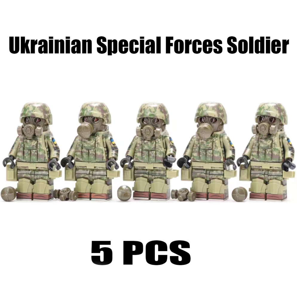 Ukrainian Special Forces Army Minifigs Building Blocks Military Gas Mask Soldiers Heavy Weapon Gun Helmet Vest Toys Boys Gifts