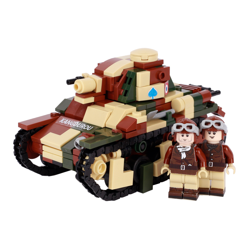 WW2 French Renault R35 Light Infantry Tank Sticker Minifigs Building Blocks Military Army Soldier Weapon War Helmet Model Toys
