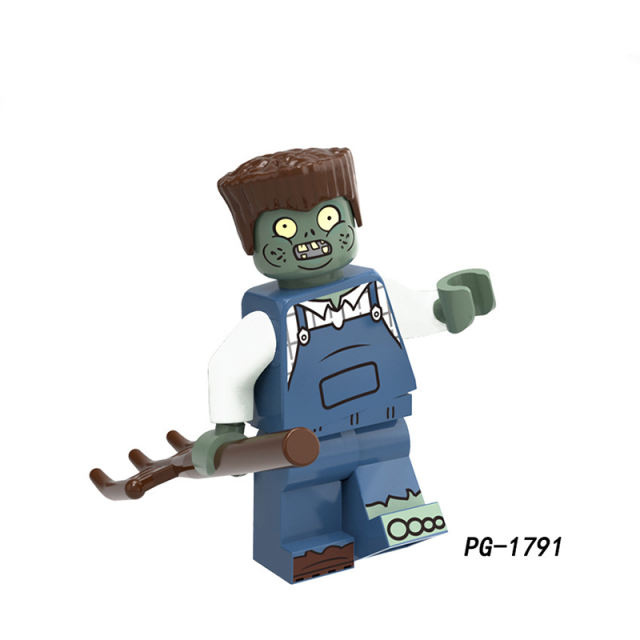 PG8205 Halloween Zombie Series Minifigs Building Blocks Maintenance Man Cask Cowboy Athlete Farmer Baseball Gun Hat Toys Boys