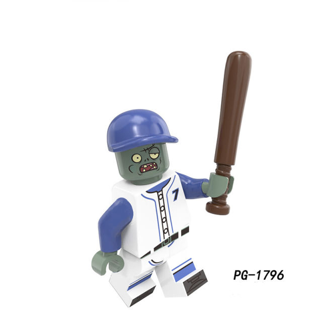 PG8205 Halloween Zombie Series Minifigs Building Blocks Maintenance Man Cask Cowboy Athlete Farmer Baseball Gun Hat Toys Boys