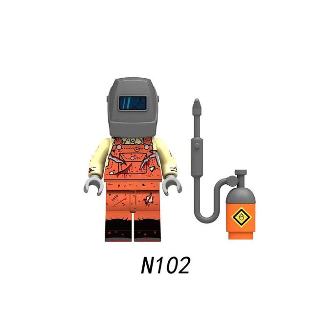 N101-108 Halloween series Horror Building Blocks Zombie Firefighter Logger Miner Action Figures Mini Particle Gift Children Toys