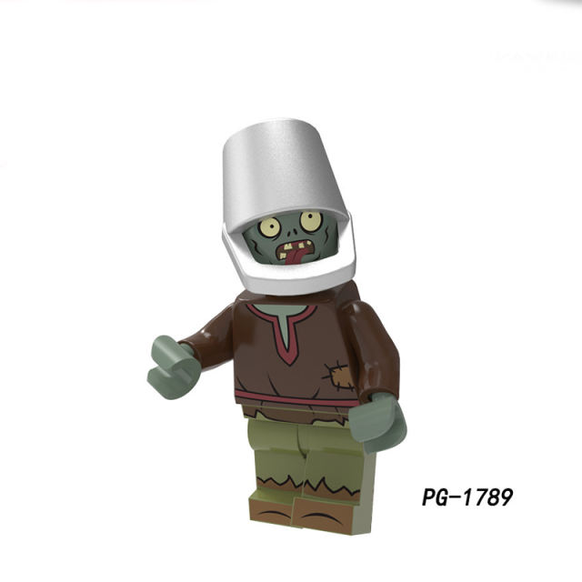 PG8205 Halloween Zombie Series Minifigs Building Blocks Maintenance Man Cask Cowboy Athlete Farmer Baseball Gun Hat Toys Boys