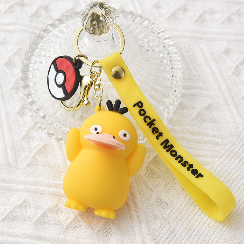 Pokemon Pikachu Keychain Anime Figure Cute Squirtle Book Bag Mini Pendant Car Decoration Character Silicone Children Gift Toy