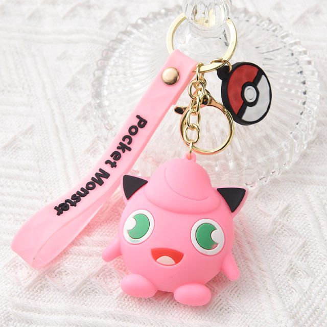 Pokemon Pikachu Keychain Anime Figure Cute Squirtle Book Bag Mini Pendant Car Decoration Character Silicone Children Gift Toy