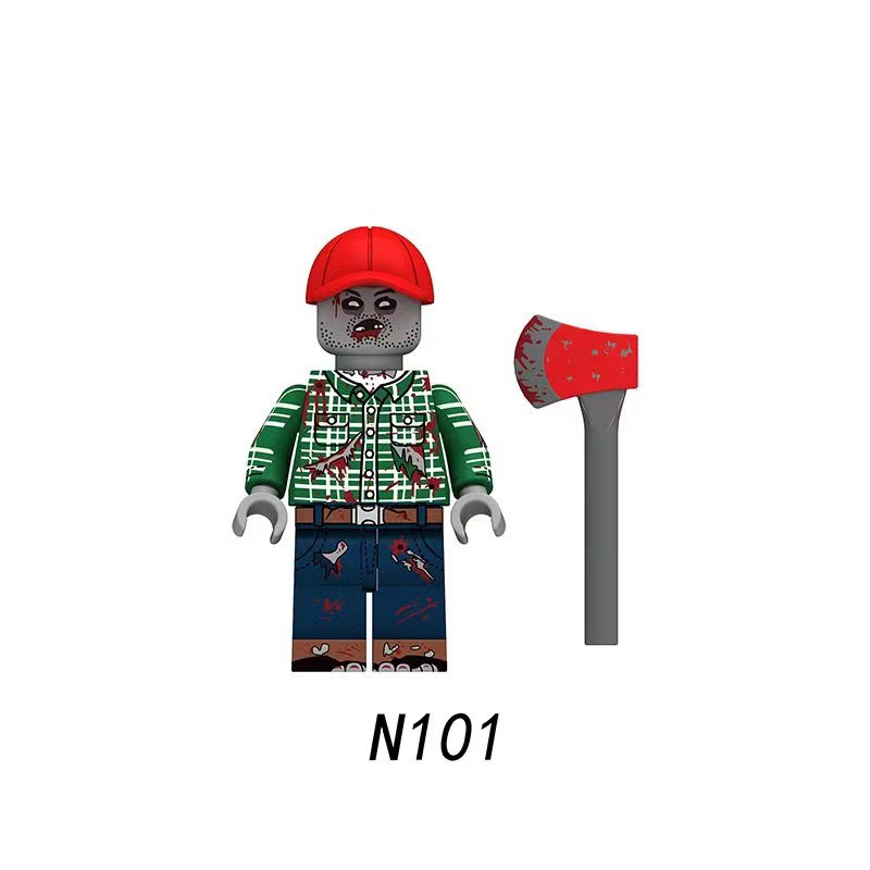 N101-108 Halloween series Horror Building Blocks Zombie Firefighter Logger Miner Action Figures Mini Particle Gift Children Toys