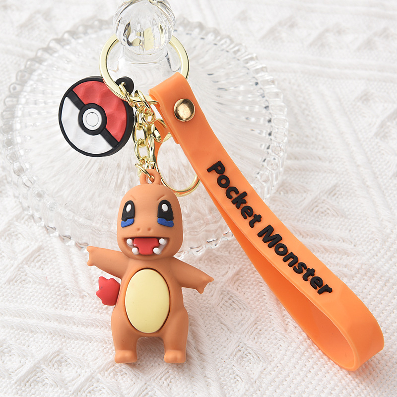 Pokemon Pikachu Keychain Anime Figure Cute Squirtle Book Bag Mini Pendant Car Decoration Character Silicone Children Gift Toy