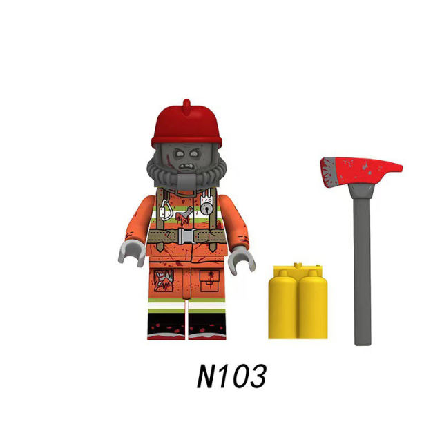 N101-108 Halloween series Horror Building Blocks Zombie Firefighter Logger Miner Action Figures Mini Particle Gift Children Toys