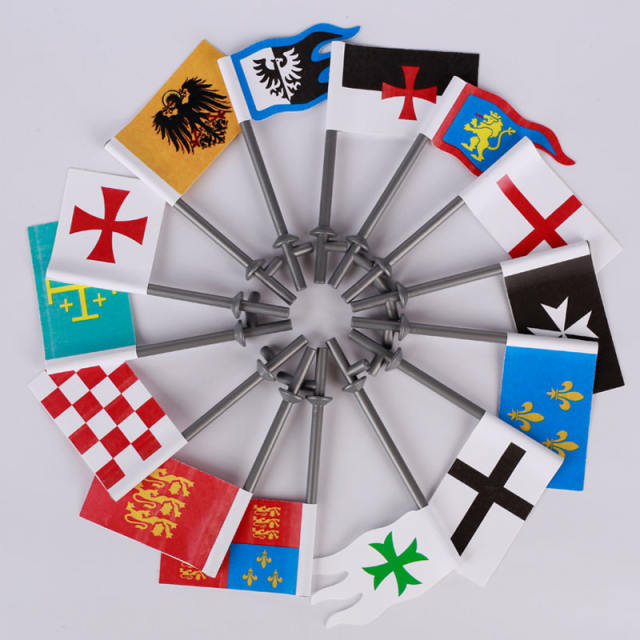 Flag Series Holy Roman Lancaster Lion Jerusalem Knight Fleur de lis Crusader Saint Lazarus Army Solider Accessories Toys Gifts