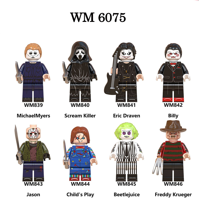 WM6075 Halloween Horror Movie Series Creative Zombie Jason Scream Killer Mini Action Figures Building Blocks Toy Model Gift Kids