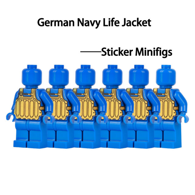 German Navy Life Jacket Sticker Minifigs Building Blocks Military Seires Army Collections Soldiers Accessories Parts Toys Kids