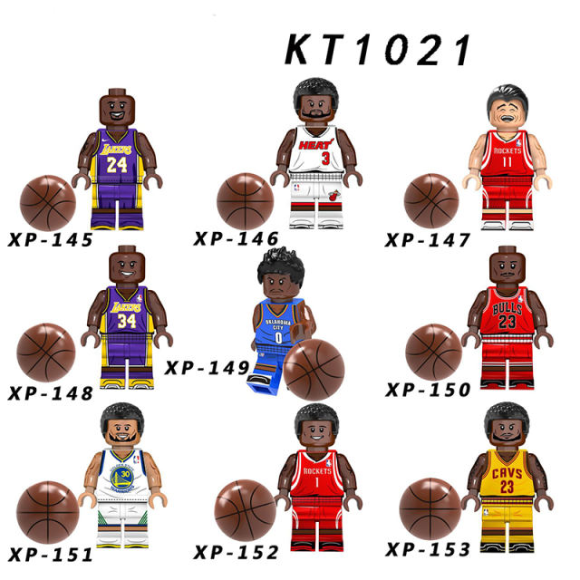 KT1021 Basketball Kobe Anime Minifigs Building Blocks Yao Ming Jordan McGrady James Wade Cartoon Models Boys Toys Gifts Children