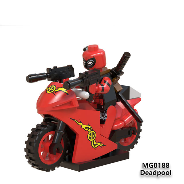 Marvel Hero Series Red Deadpool Motorcycle Minifigs Bricks Compatible
