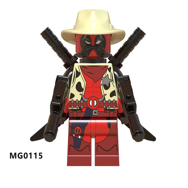 MG0115 Superhero Deadpool Cowboy Marvel Series Assembled Building Blocks Dolls Educational Model Toys Children Gifts Girls Boys