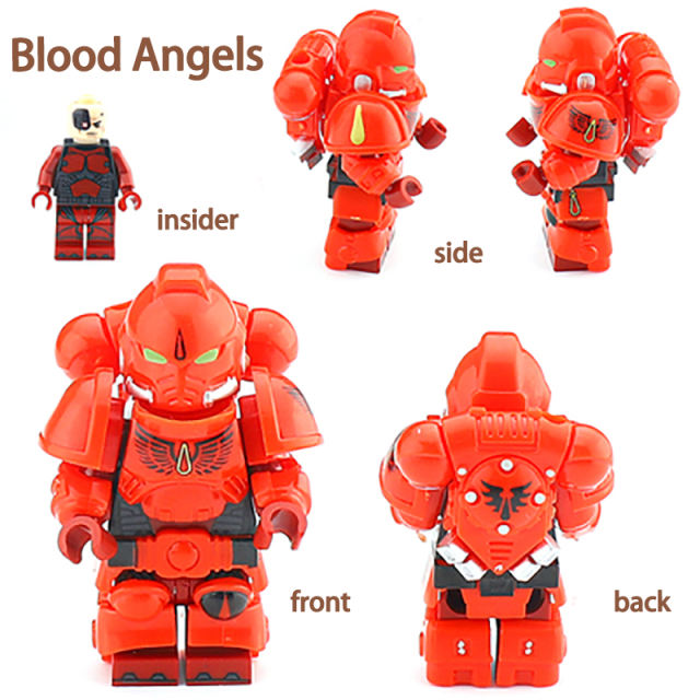 British Game Space Marines Blood Angels Minifigs Building Blocks MOC Warhammer Warrior Army Soldiers Armour Helmet Toys Gifts Boy
