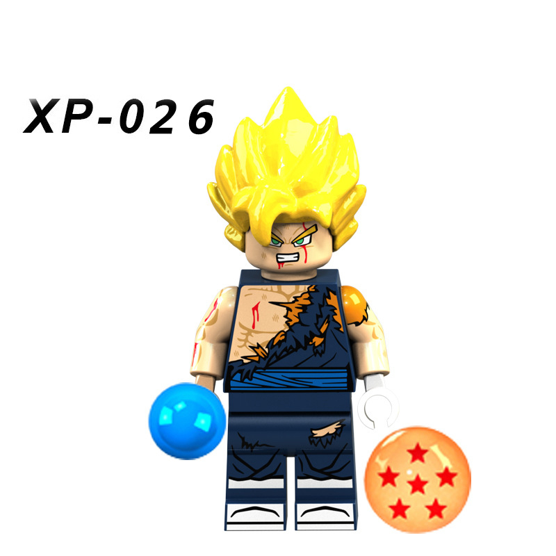 XP021-026 6PCS Dragon Ball Goku Super Saiyan Mini Figures Vegeta Anime Action Building Blocks Compatible Children Toys Boys Girls