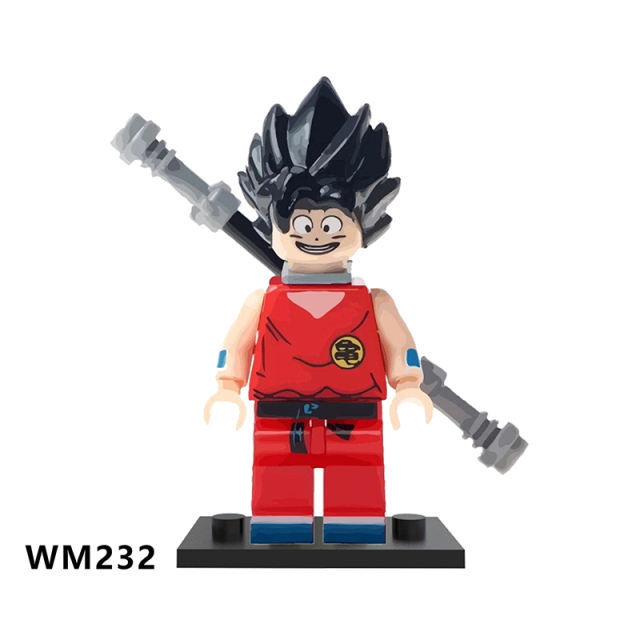 WM6029 Dragon Ball Orange Dress Yellow Hair Son Goku Model Education Comic Vegeta Anime Action Building Blocks Gifts Toys Kids