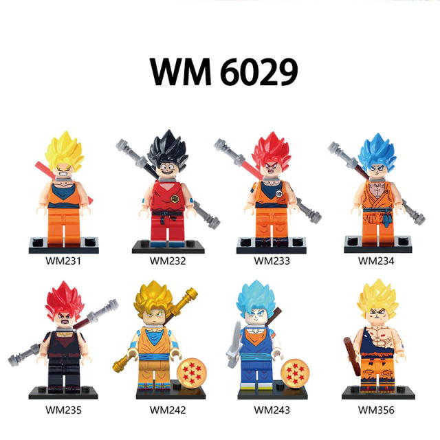 WM6029 Dragon Ball Orange Dress Yellow Hair Son Goku Model Education Comic Vegeta Anime Action Building Blocks Gifts Toys Kids