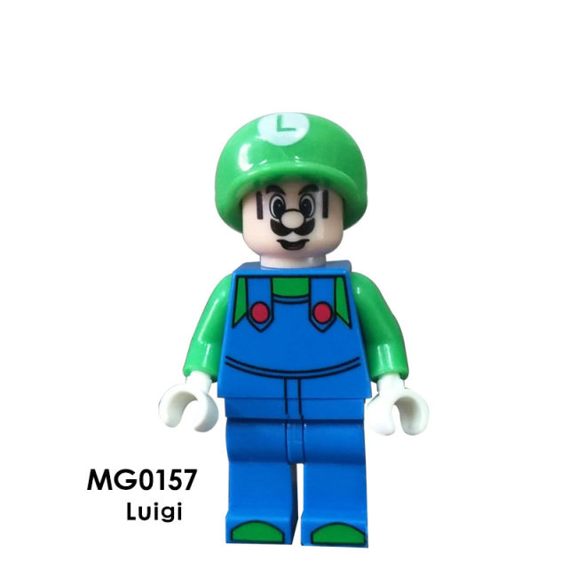 MG0157 Game Movie Series Luigi Cartoon Super Mario Minifigs Building Blocks Japan Action Figures Kids Toy Birthday Gift Boy Girl