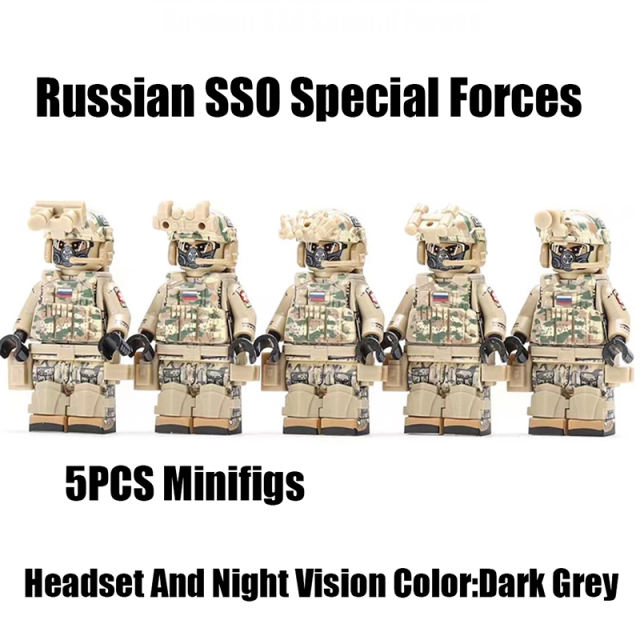 Russian SSO Special Forces Minifigs Building Blocks Military Night Scope Soldiers Backpack Weapon Gun Helmet Vest Toys Boys Gift