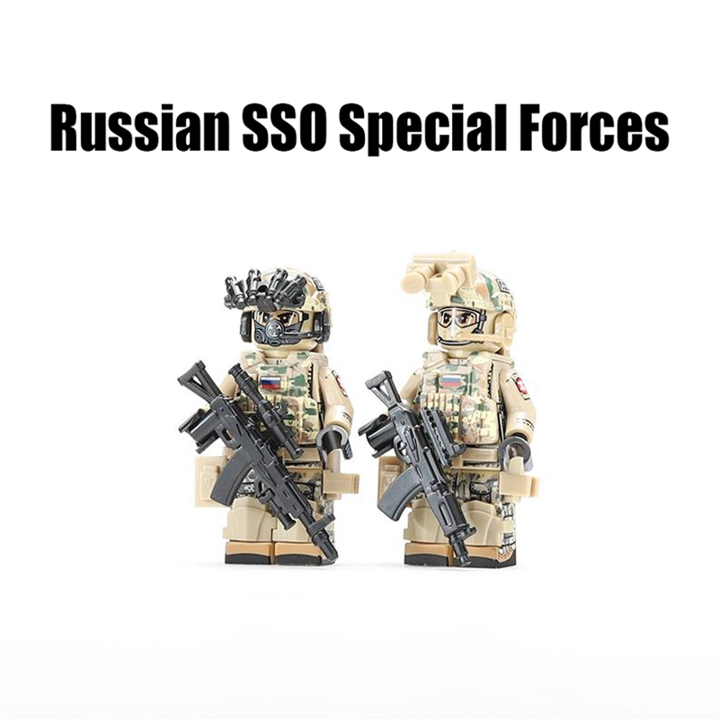 Russian SSO Special Forces Minifigs Bricks Iron Gatling Heavy Weapon