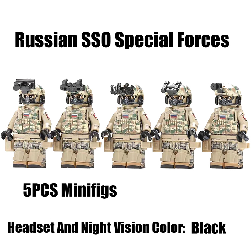 Russian SSO Special Forces Minifigs Building Blocks Military Night Scope Soldiers Backpack Weapon Gun Helmet Vest Toys Boys Gift