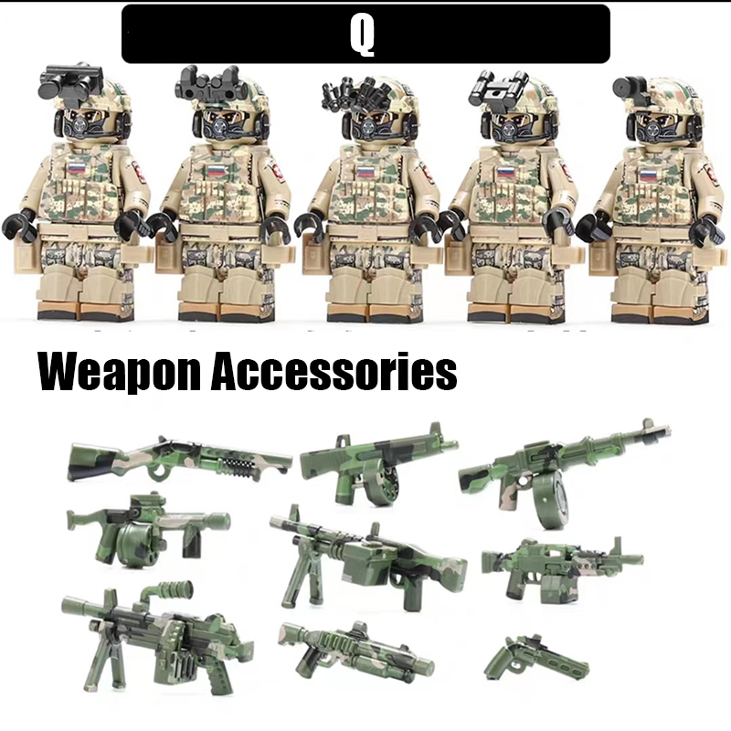Russian SSO Special Forces Minifigs Building Blocks Military Night Scope Soldiers Backpack Weapon Gun Helmet Vest Toys Boys Gift