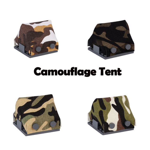 MOC City Series Mini Camouflage Tent Military Camp Army Weapon Soldier Minifigs Collection Model Building Blocks Toy Children Gifts
